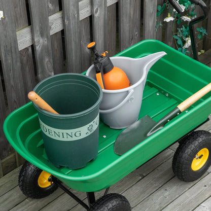 Outsunny Carrello da Giardino 75L in Acciaio e PP con Vasca ribaltabile e Maniglia da Trasporto, 109x52x94 cm, Verde Scuro