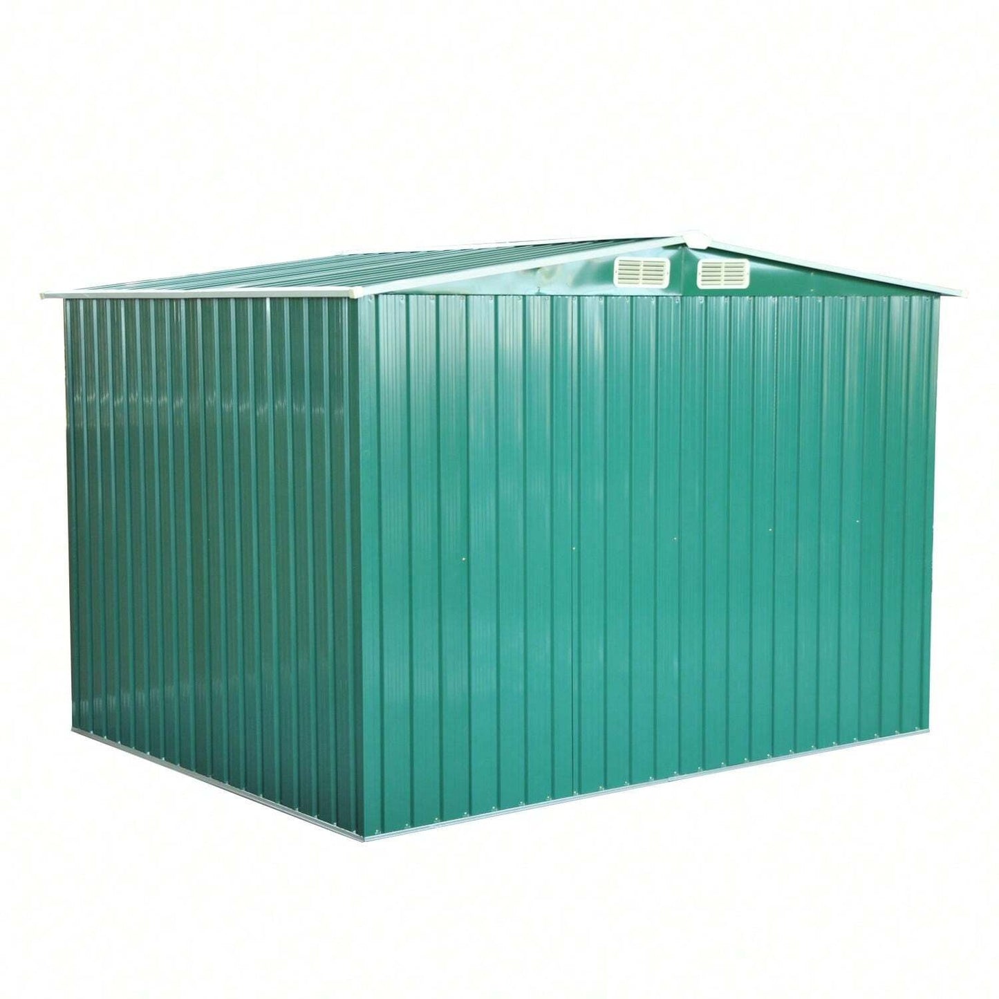 Outsunny Casetta da Giardino Porta Utensili in Lamiera di Acciaio, Capanno da Giardino in Acciaio con Base e Porte Scorrevoli, 258x206x178cm, Verde