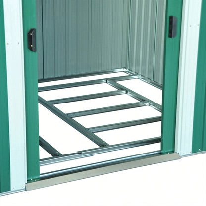 Outsunny Casetta da Giardino Porta Utensili in Lamiera di Acciaio, Capanno da Giardino in Acciaio con Base e Porte Scorrevoli, 258x206x178cm, Verde