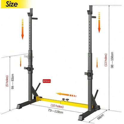 Supporto per squat, supporto per bilanciere regolabile, supporto per bilanciere multifunzionale regolabile in altezza fino a 250 kg