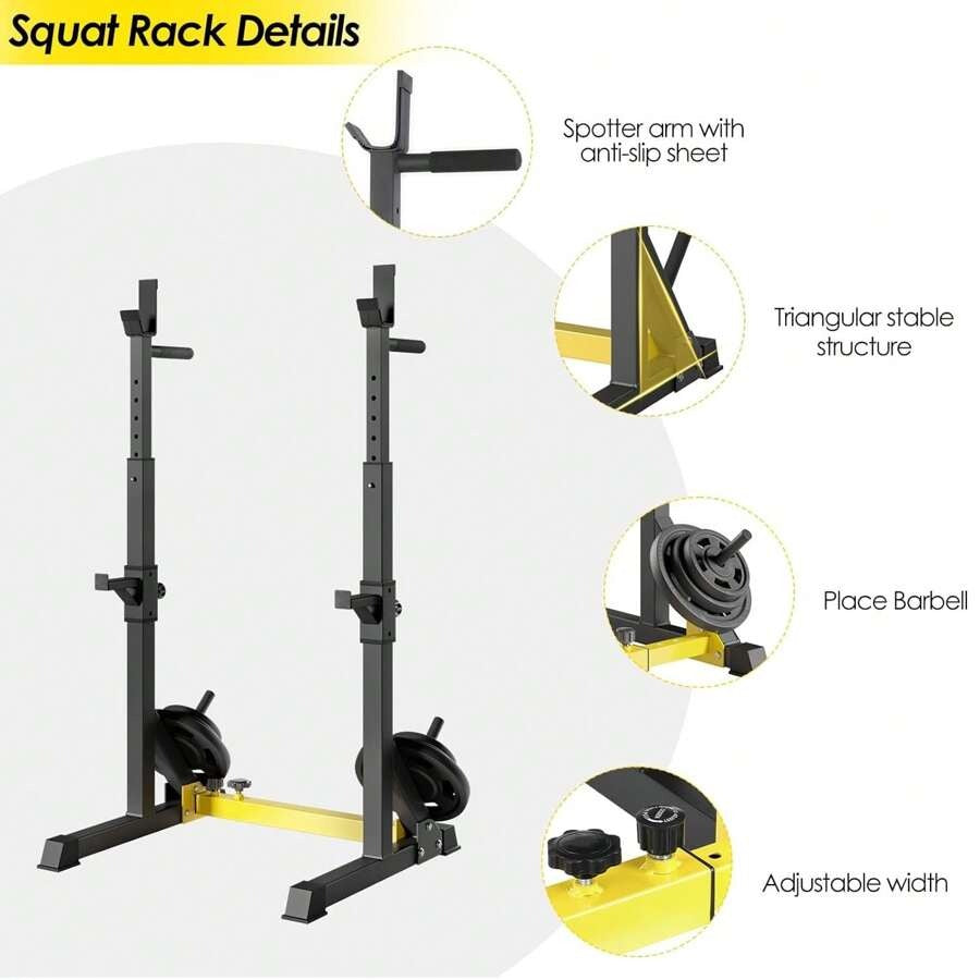 Supporto per squat, supporto per bilanciere regolabile, supporto per bilanciere multifunzionale regolabile in altezza fino a 250 kg