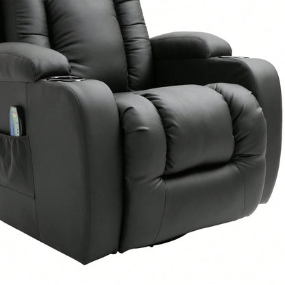 HOMCOM Poltrona Relax Massaggiante Riscaldante, Poltrona Reclinabile fino a 150° in Finta Pelle con 8 Punti di Massaggio e Telecomando, 85x94x104cm