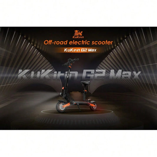 Kukirin Scooter elettrico pieghevole KuKirin G2 MAX con sedile rimovibile per adulti, pneumatici fuoristrada 10x2,75 pollici, motore da 1000 W, batteria da 48 V 20 Ah, autonomia di 80 km, 3 velocità, freni a doppio disco, forte assorbimento degli urti