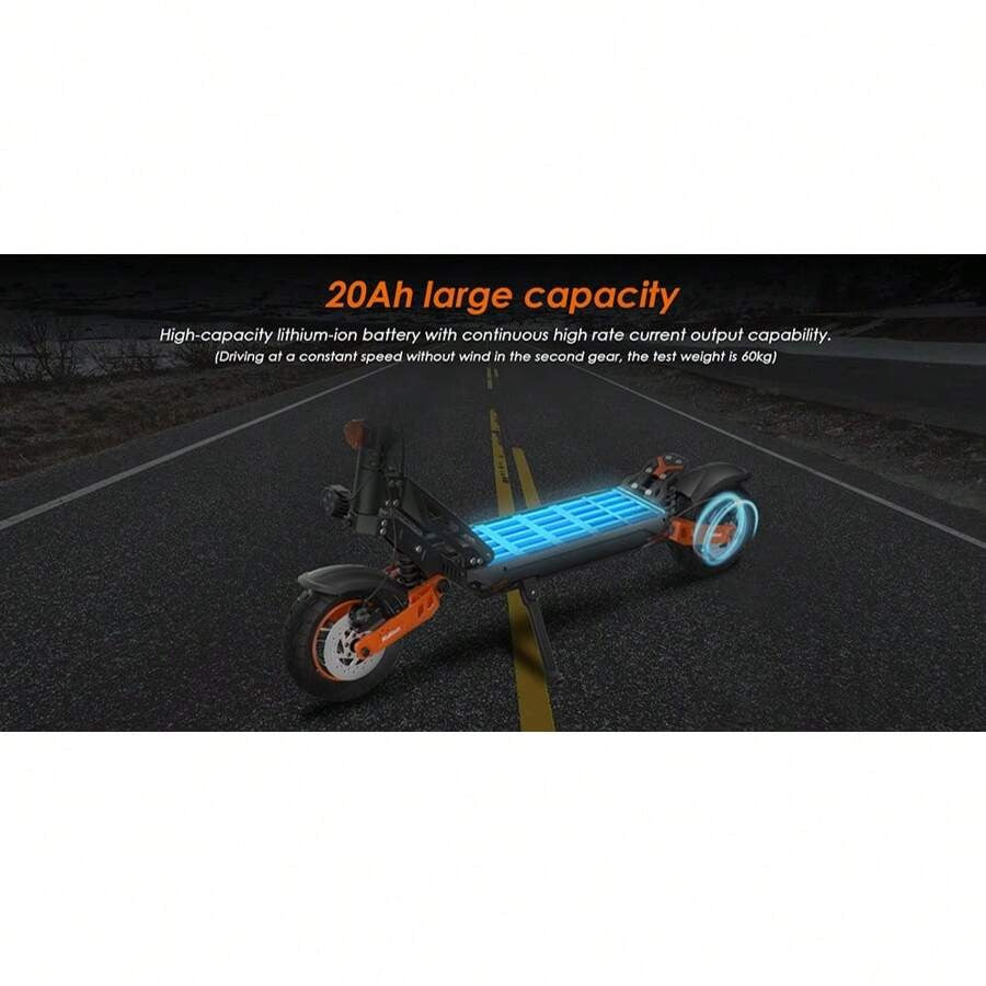 Kukirin Scooter elettrico pieghevole KuKirin G2 MAX con sedile rimovibile per adulti, pneumatici fuoristrada 10x2,75 pollici, motore da 1000 W, batteria da 48 V 20 Ah, autonomia di 80 km, 3 velocità, freni a doppio disco, forte assorbimento degli urti