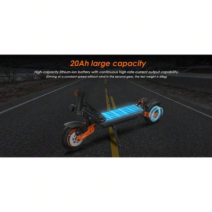 Kukirin Scooter elettrico pieghevole KuKirin G2 MAX con sedile rimovibile per adulti, pneumatici fuoristrada 10x2,75 pollici, motore da 1000 W, batteria da 48 V 20 Ah, autonomia di 80 km, 3 velocità, freni a doppio disco, forte assorbimento degli urti