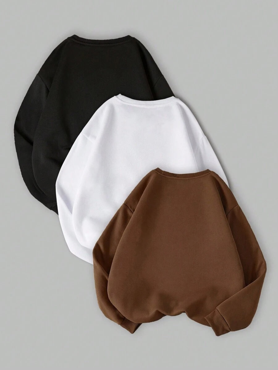 INAWLY Felpa casual di stile basic, tinta unita, adatta all'uso quotidiano