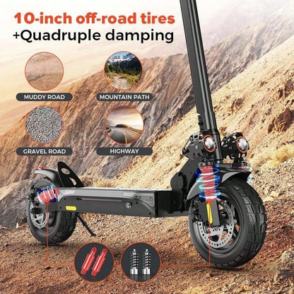 Monopattino elettrico iScooter IX4 con pneumatici a nido d'ape da 10 pollici, motore da 800 W, velocità massima 45 km/h, batteria 48 V 15 Ah, autonomia 40-45 km, controllo tramite app.