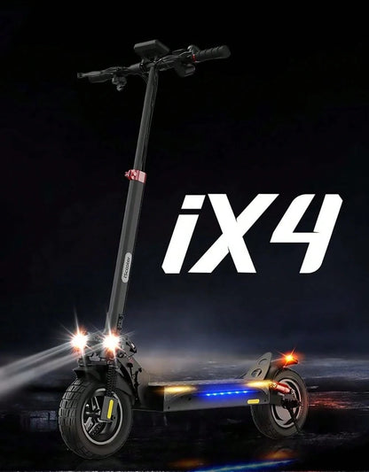 Monopattino elettrico iScooter IX4 con pneumatici a nido d'ape da 10 pollici, motore da 800 W, velocità massima 45 km/h, batteria 48 V 15 Ah, autonomia 40-45 km, controllo tramite app.