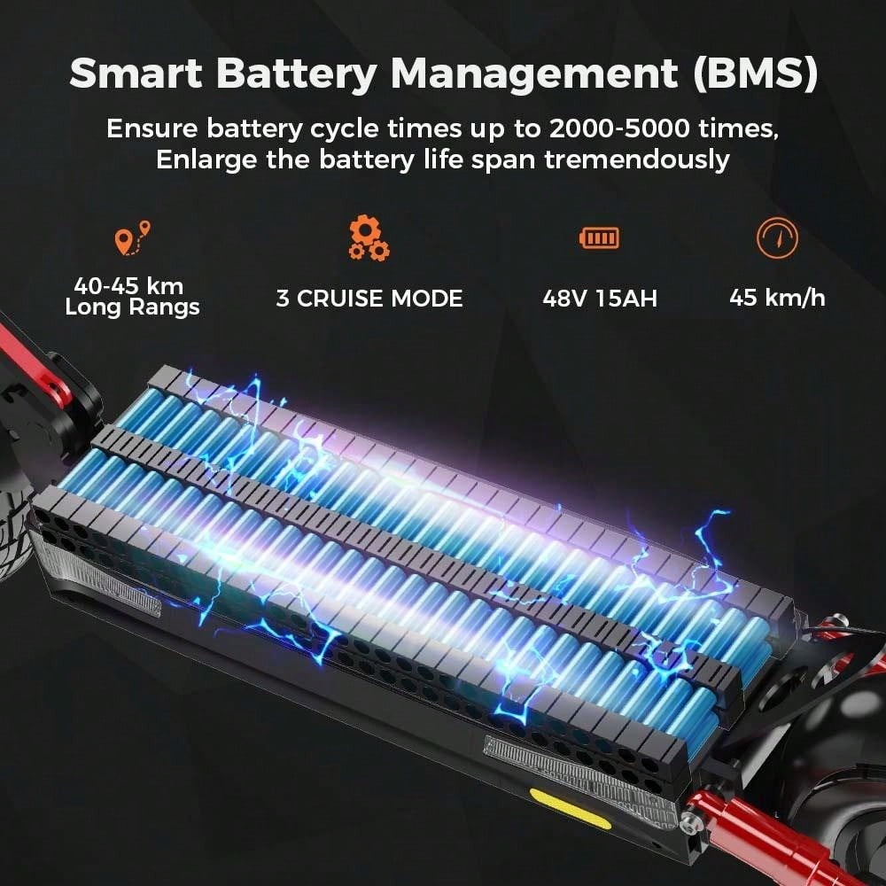Monopattino elettrico iScooter IX4 con pneumatici a nido d'ape da 10 pollici, motore da 800 W, velocità massima 45 km/h, batteria 48 V 15 Ah, autonomia 40-45 km, controllo tramite app.