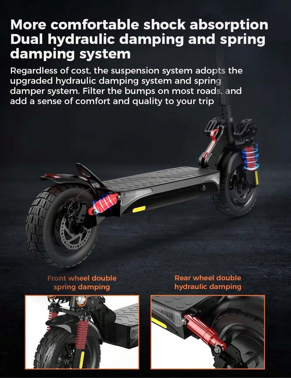 Monopattino elettrico iScooter IX4 con pneumatici a nido d'ape da 10 pollici, motore da 800 W, velocità massima 45 km/h, batteria 48 V 15 Ah, autonomia 40-45 km, controllo tramite app.