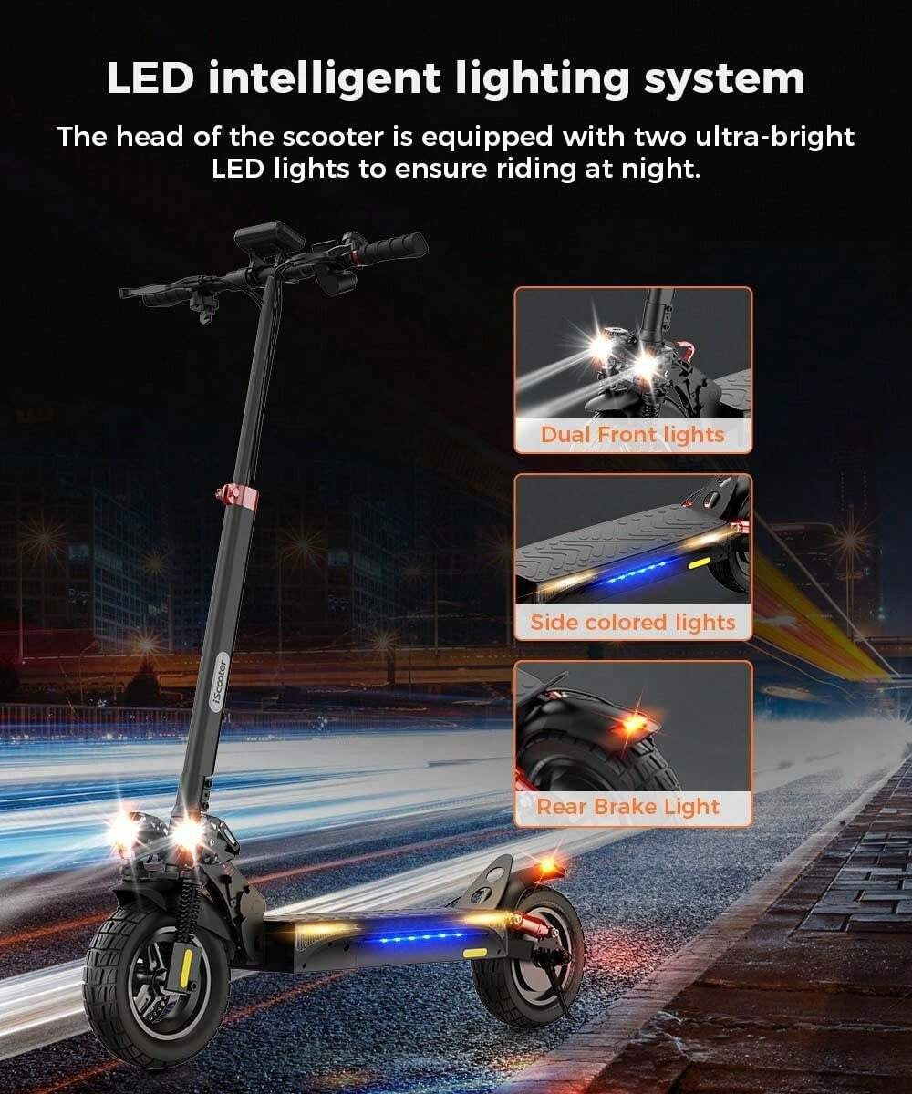 Monopattino elettrico iScooter IX4 con pneumatici a nido d'ape da 10 pollici, motore da 800 W, velocità massima 45 km/h, batteria 48 V 15 Ah, autonomia 40-45 km, controllo tramite app.