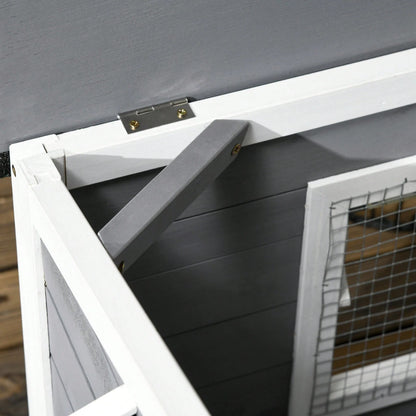 PawHut Casetta per Cani Taglia Piccola e Media in Legno di Abete, Design Rialzato con Tenda Protettiva, 2 Finestre e Fondo Rimovibile, 109x79x72 cm