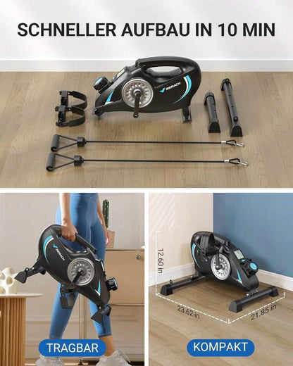 MERACH Pedaliera MERACH, trainer per gambe per casa, mini cyclette per anziani con 2 fasce di resistenza e tappetino antiscivolo, dispositivo fitness per home trainer per ufficio a casa