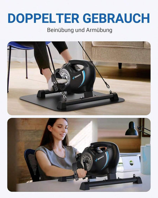 MERACH Pedaliera MERACH, trainer per gambe per casa, mini cyclette per anziani con 2 fasce di resistenza e tappetino antiscivolo, dispositivo fitness per home trainer per ufficio a casa
