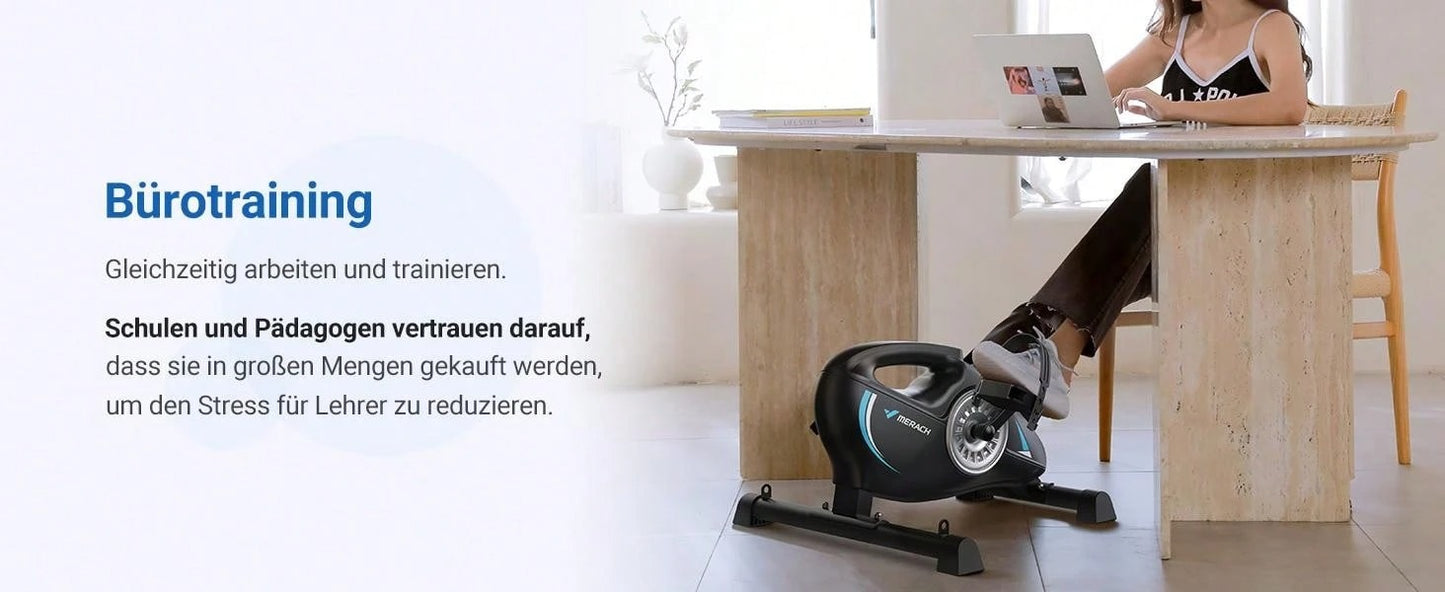 MERACH Pedaliera MERACH, trainer per gambe per casa, mini cyclette per anziani con 2 fasce di resistenza e tappetino antiscivolo, dispositivo fitness per home trainer per ufficio a casa