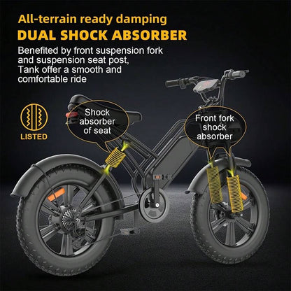 Bici elettrica per pneumatici grassi da 200 W per adulti, batteria grande 48 V 18 Ah, 100-240 V, freno a disco meccanico, mountain bike fino a 20 velocità, faro traslucido a LED, bici elettrica da montagna