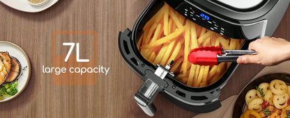 Aigostar Friggitrice ad Aria 7-in-1, 1900W, 7L, Pannello touch a led, 7 Scelte già programmate, Forno, Arrostire, Cestello removibile anti aderente, Mantenimento calore, 20- Ricette