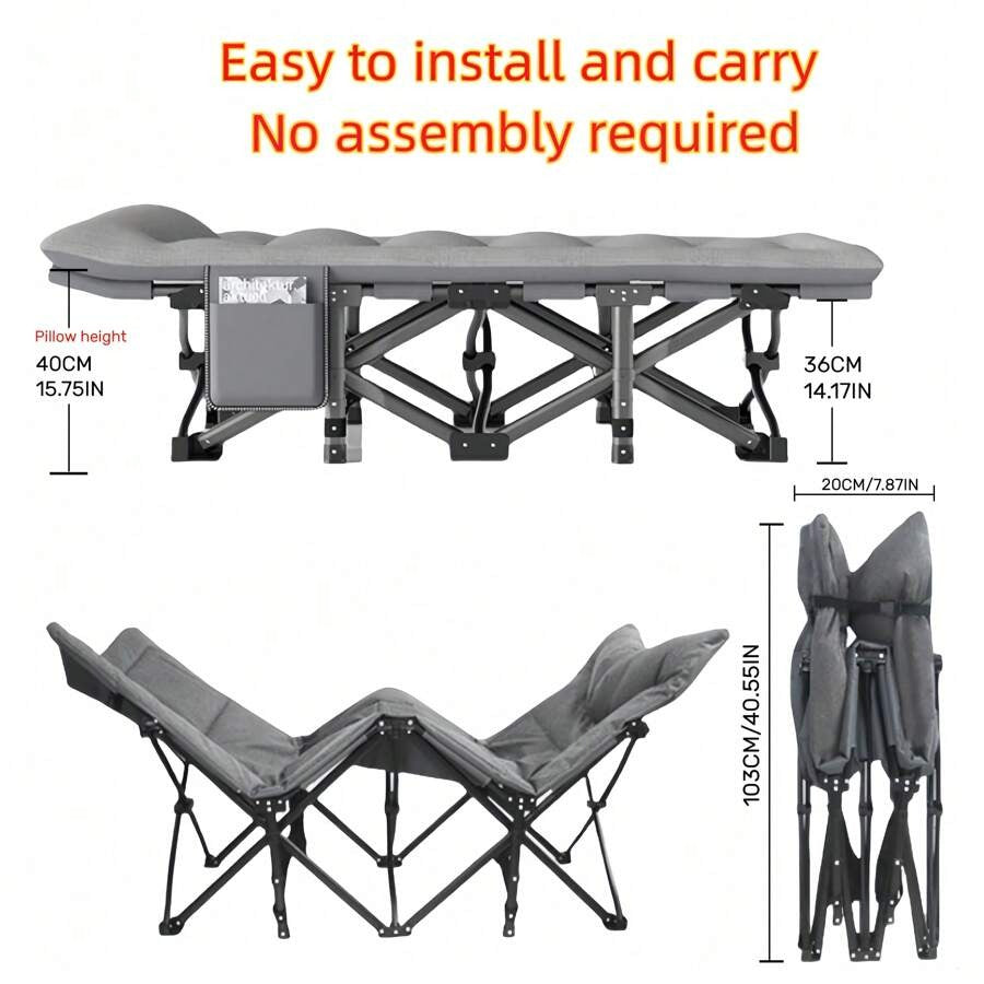 UBRAVOO Ubravoo Letto da campo portatile pieghevole, 10s Rapid-Deploy Heavy-Duty 160KG Military Grade Camp Bed, 190 x 68 x 40 cm