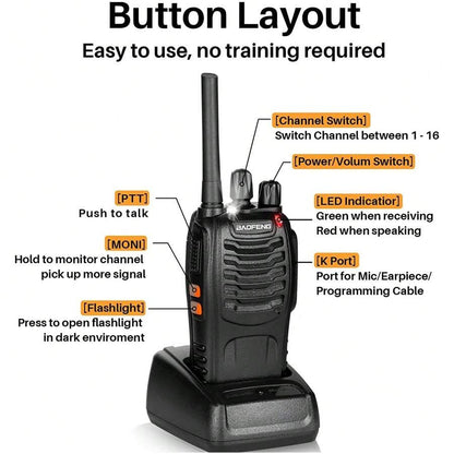 Baofeng 2/4 pezzi Baofeng TH-888S PMR Walkie Talkie per adulti, radio ricetrasmittente portatile per escursionismo, ciclismo, campeggio