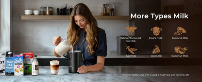 Macchina per cioccolata calda e caffè nero 8 in 1, montalatte automatico diviso, può essere utilizzata per montare il latte per caffellatte, cappuccini, macchiati e altre bevande, nonché per riscaldare il latte