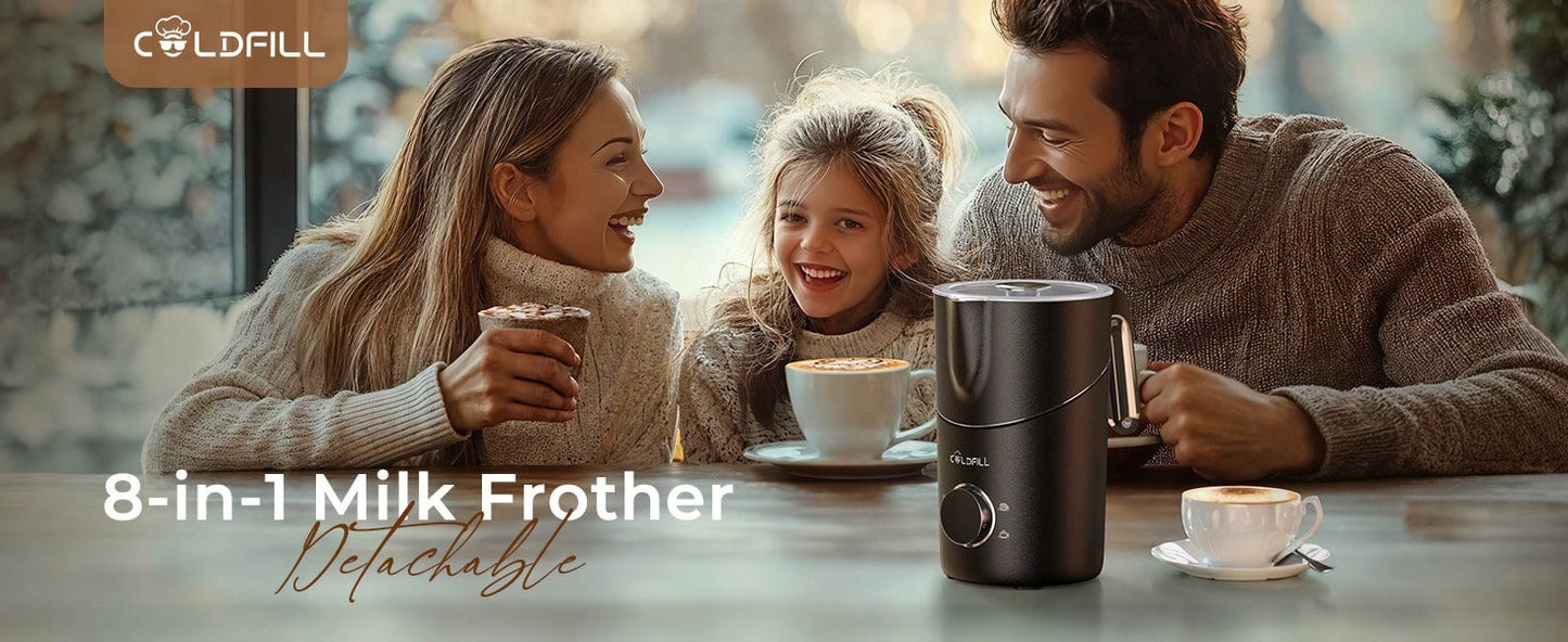 Macchina per cioccolata calda e caffè nero 8 in 1, montalatte automatico diviso, può essere utilizzata per montare il latte per caffellatte, cappuccini, macchiati e altre bevande, nonché per riscaldare il latte