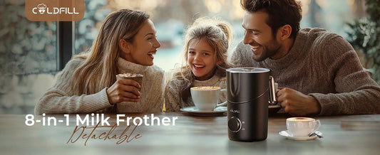 Macchina per cioccolata calda e caffè nero 8 in 1, montalatte automatico diviso, può essere utilizzata per montare il latte per caffellatte, cappuccini, macchiati e altre bevande, nonché per riscaldare il latte