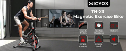 Micyox Micyox Ergometro Home Trainer TH-X3 Fitness Bikes con Resistenza Magnetica, Allenamento Cardio Indoor, Monitor LCD con Supporto per iPad, Home Trainer, Capacità di Carico 150 kg
