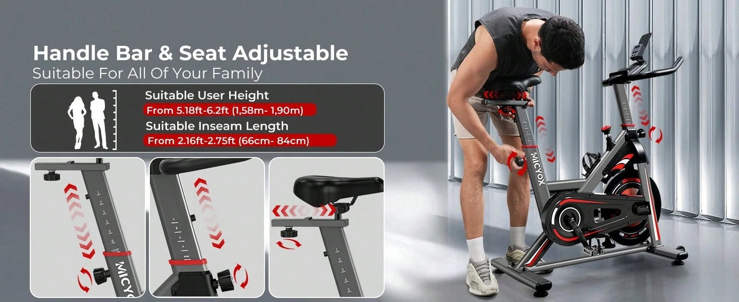Micyox Micyox Ergometro Home Trainer TH-X3 Fitness Bikes con Resistenza Magnetica, Allenamento Cardio Indoor, Monitor LCD con Supporto per iPad, Home Trainer, Capacità di Carico 150 kg