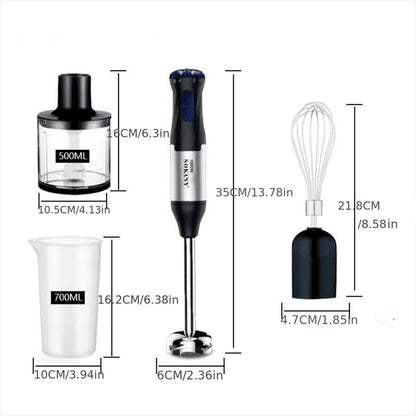 SOKANY Set frullatore a immersione portatile 4 in 1, incluso frullatore a bastoncino multifunzione, frusta, tritatutto e brocca, adatto per la lavorazione degli alimenti e la preparazione di omogeneizzati