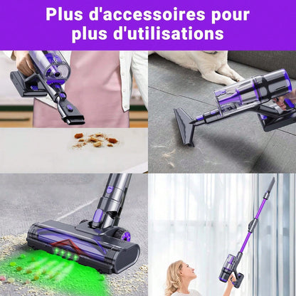 KatFash Aspirapolvere senza fili, 76000 Pa/700 W, touchscreen intelligente, durata della batteria di 65 min., batteria rimovibile, viola Halloween