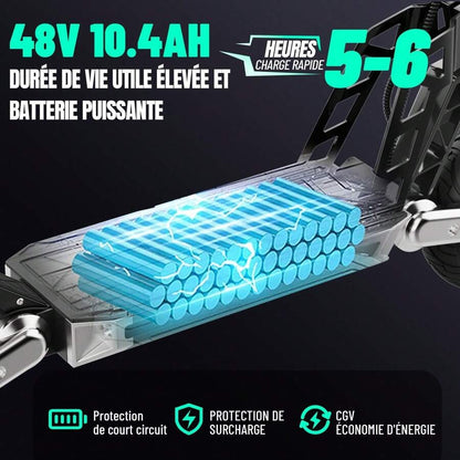 Todimart Monopattino elettrico G2 per adulti, potenza nominale 500 W, potenza massima di picco 800 W, autonomia massima 45 km