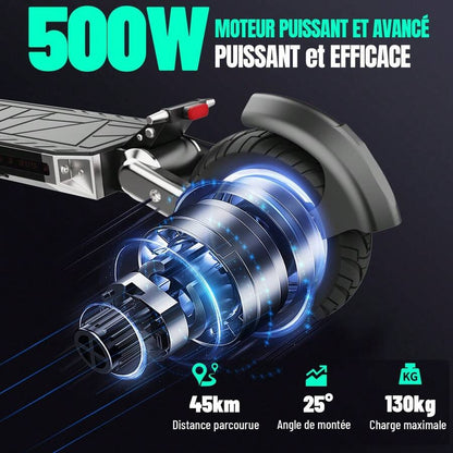 Todimart Monopattino elettrico G2 per adulti, potenza nominale 500 W, potenza massima di picco 800 W, autonomia massima 45 km