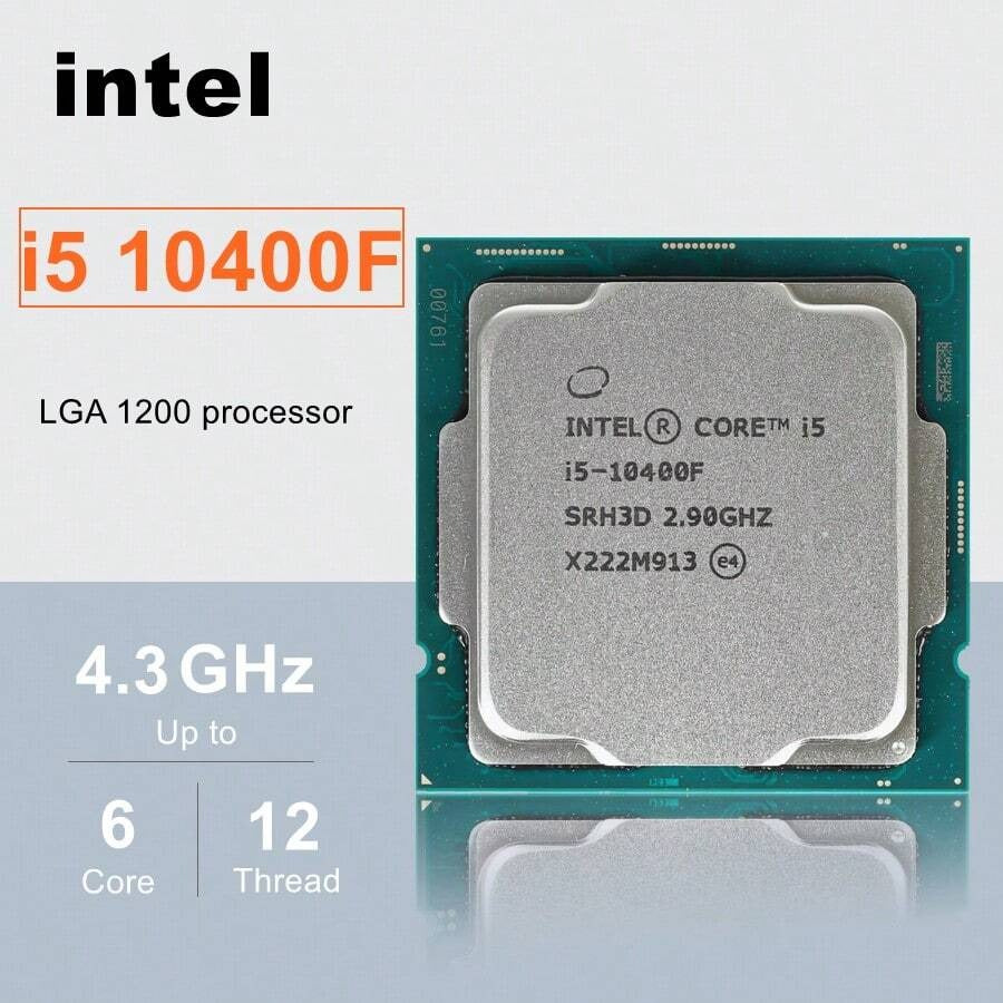 intel Processore CPU Intel Core I5 10400f, sei core a dodici thread, 2,9 GHz, 65 W, 12m Lga 1200, senza ventola