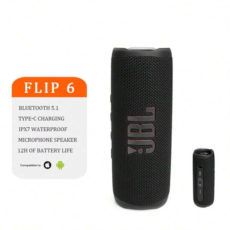 JBL Altoparlante Bluetooth portatile JBL Flip 6 con sistema di altoparlanti a 2 vie e suono professionale originale JBL potente, fino a 12 ore di autonomia