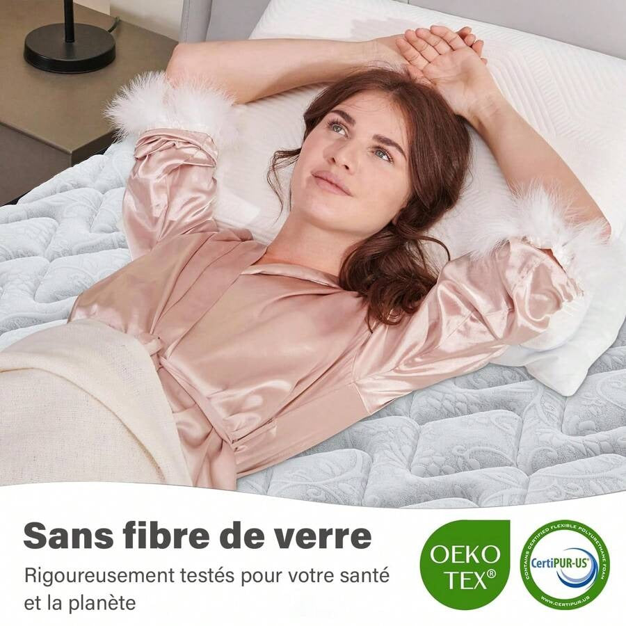Materasso 160x200 cm Memory Foam, Altezza 28cm, Media Rigidità H3, Ergonomico HR + Blue Latex, Ortopedico 10 Zona Comfort, Traspirante, Anallergico, Lusso, Certificato Oeko-Tex