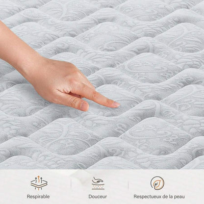 Materasso 160x200 cm Memory Foam, Altezza 28cm, Media Rigidità H3, Ergonomico HR + Blue Latex, Ortopedico 10 Zona Comfort, Traspirante, Anallergico, Lusso, Certificato Oeko-Tex