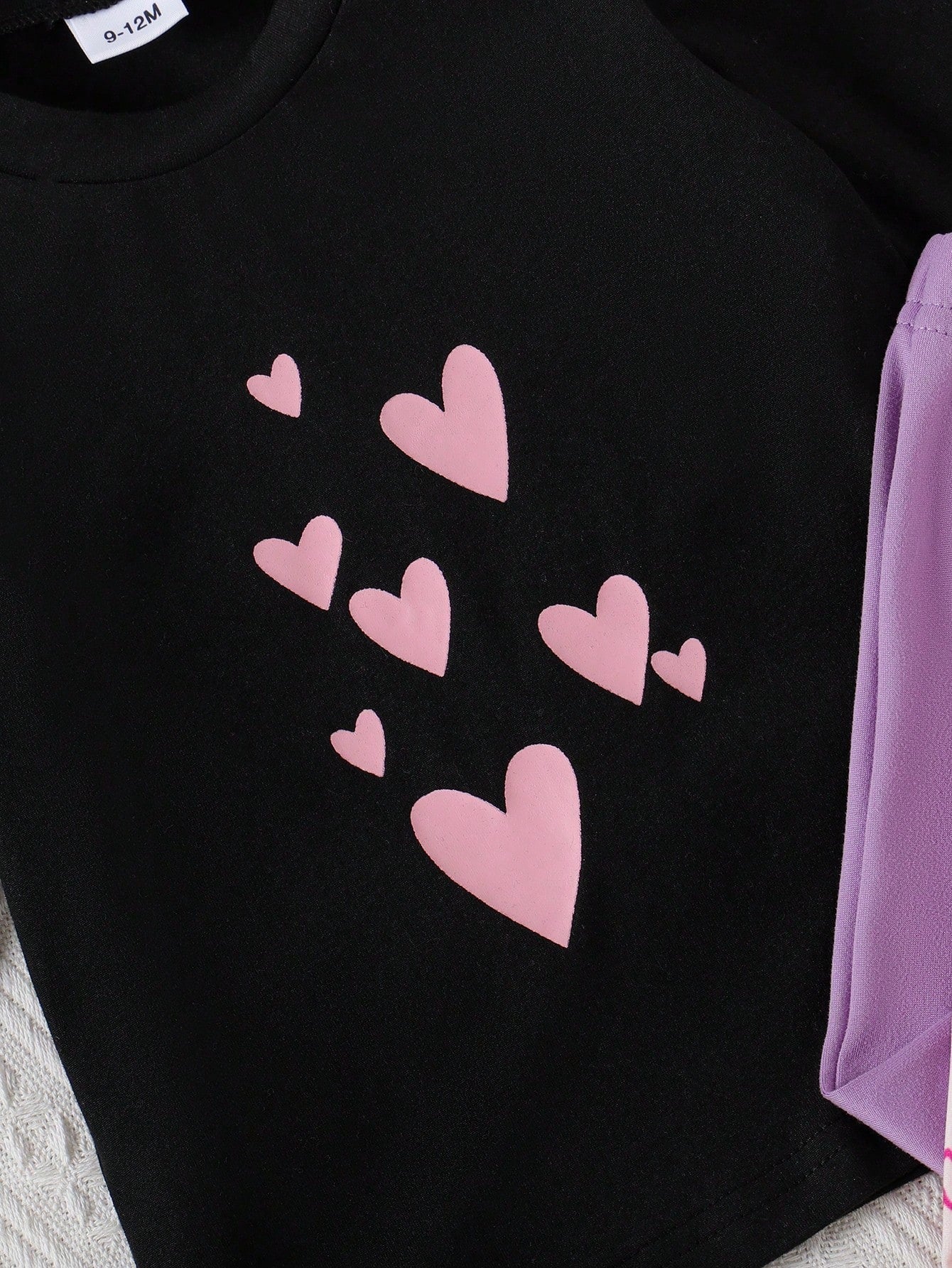 Set da 10 pezzi di top a maniche lunghe casual e leggings per bambina, con stampa carina a cuori e lettere, maglietta elastica e comoda e pantaloni, adatto da indossare
