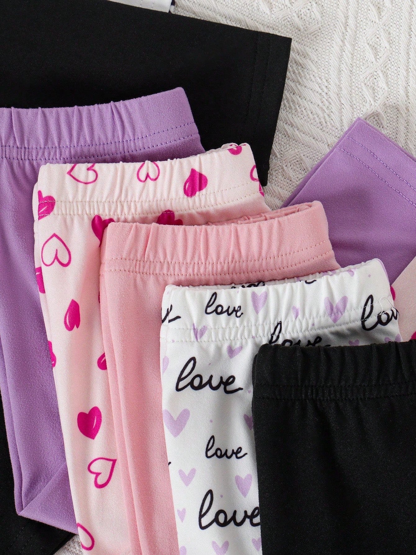 Set da 10 pezzi di top a maniche lunghe casual e leggings per bambina, con stampa carina a cuori e lettere, maglietta elastica e comoda e pantaloni, adatto da indossare