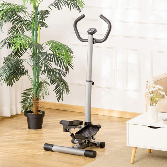 HOMCOM HOMCOM Stepper con Monitor LCD, Manubrio Regolabile, Fitness Stepper in Acciaio e ABS, 55x53x118
