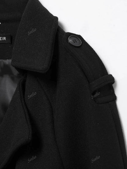 Cappotto antivento classico retrò a doppiopetto da donna, di stile europeo e americano, adatto per autunno/inverno