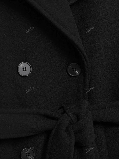 Cappotto antivento classico retrò a doppiopetto da donna, di stile europeo e americano, adatto per autunno/inverno
