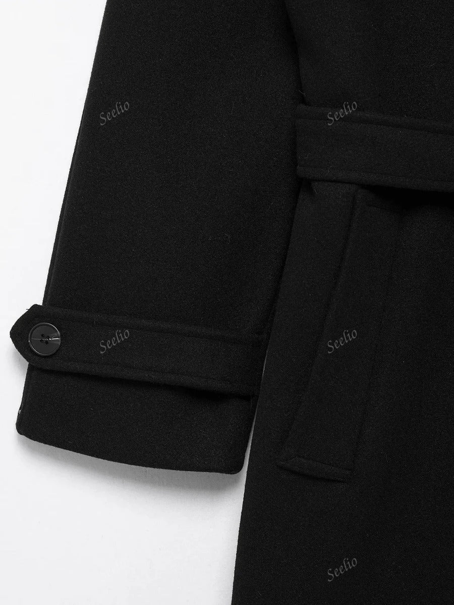 Cappotto antivento classico retrò a doppiopetto da donna, di stile europeo e americano, adatto per autunno/inverno