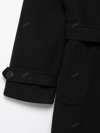 Cappotto antivento classico retrò a doppiopetto da donna, di stile europeo e americano, adatto per autunno/inverno