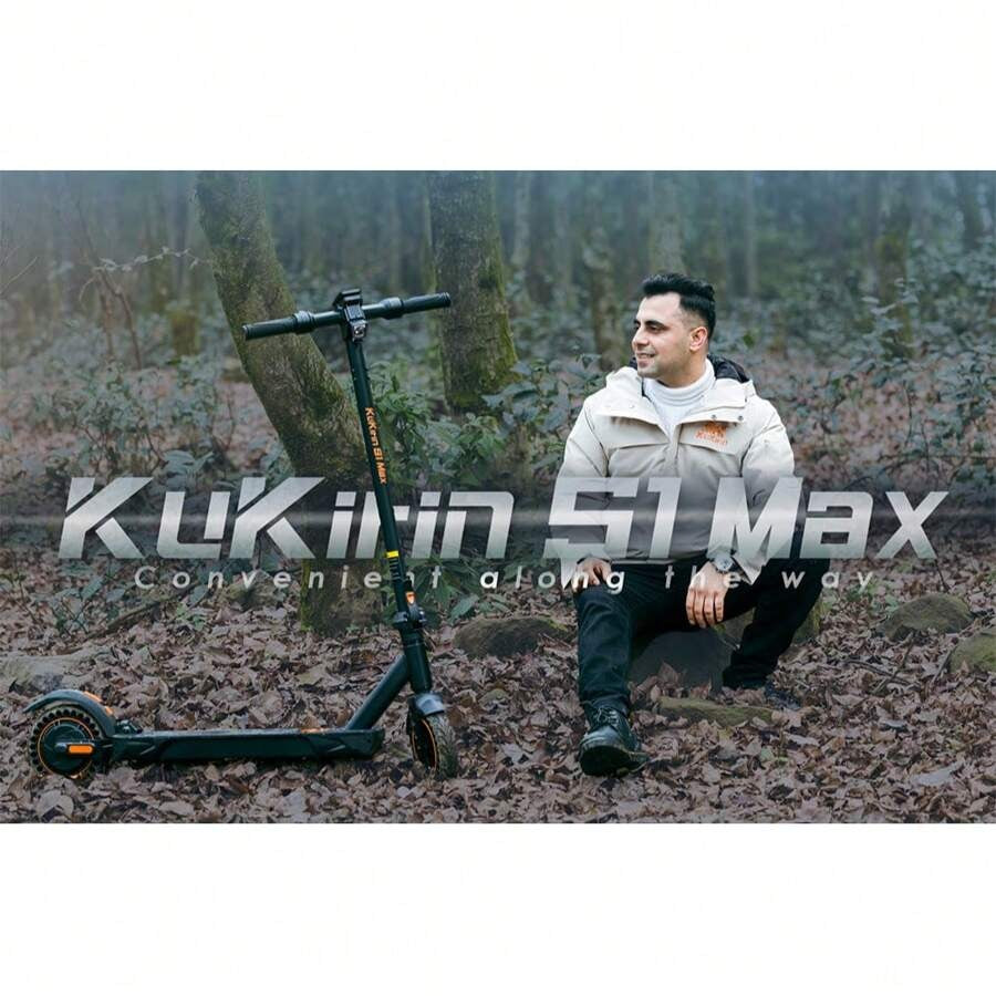Kukirin Monopattino elettrico pieghevole, motore da 350 W, KuKirin S1 Max, batteria da 36 V 10,4 Ah, pneumatici da 8 pollici, velocità massima 30 km/h, autonomia 39 km, freno anteriore elettronico