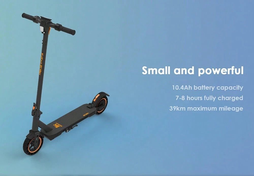 Kukirin Monopattino elettrico pieghevole, motore da 350 W, KuKirin S1 Max, batteria da 36 V 10,4 Ah, pneumatici da 8 pollici, velocità massima 30 km/h, autonomia 39 km, freno anteriore elettronico