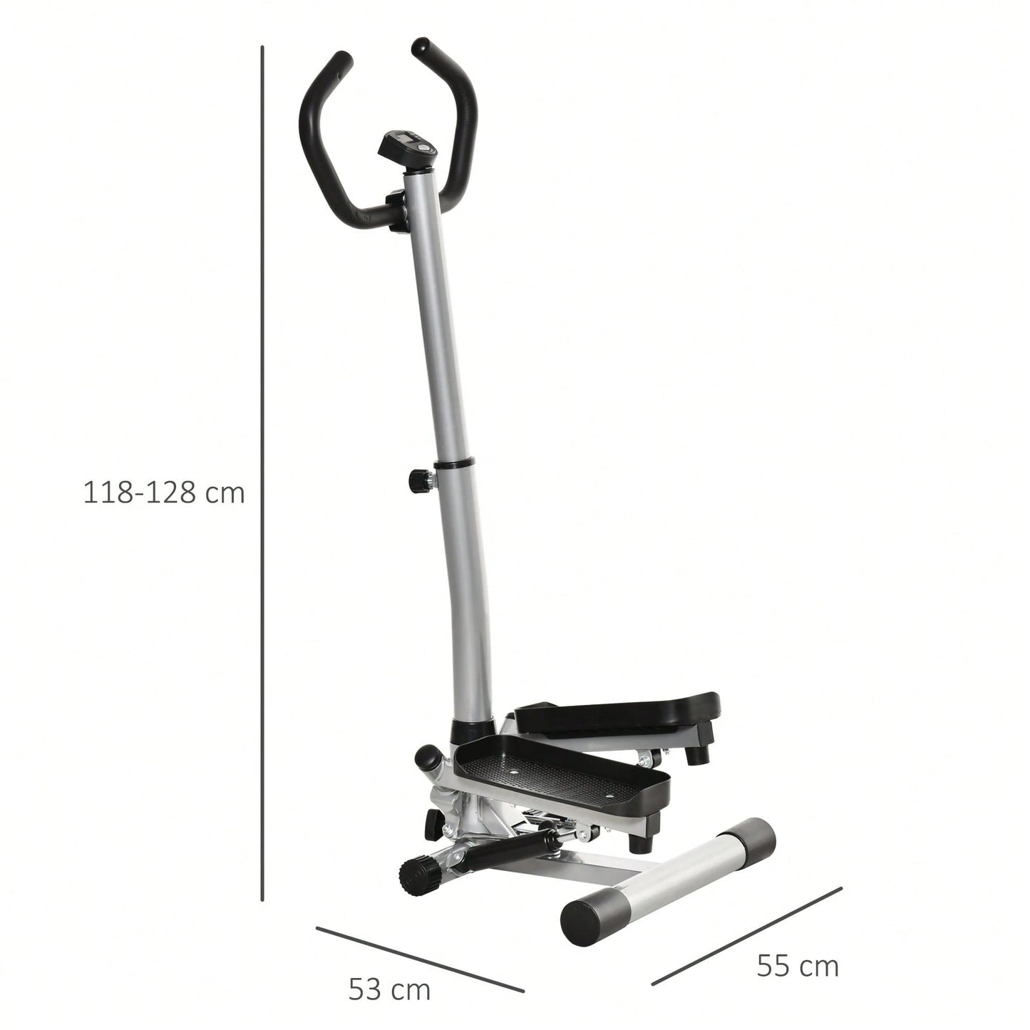 HOMCOM HOMCOM Stepper con Monitor LCD, Manubrio Regolabile, Fitness Stepper in Acciaio e ABS, 55x53x118