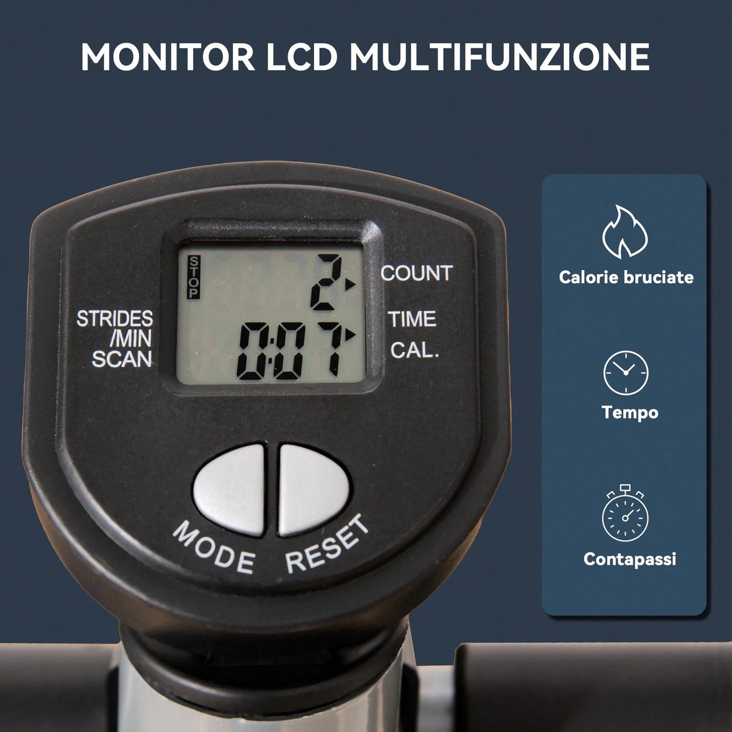 HOMCOM HOMCOM Stepper con Monitor LCD, Manubrio Regolabile, Fitness Stepper in Acciaio e ABS, 55x53x118