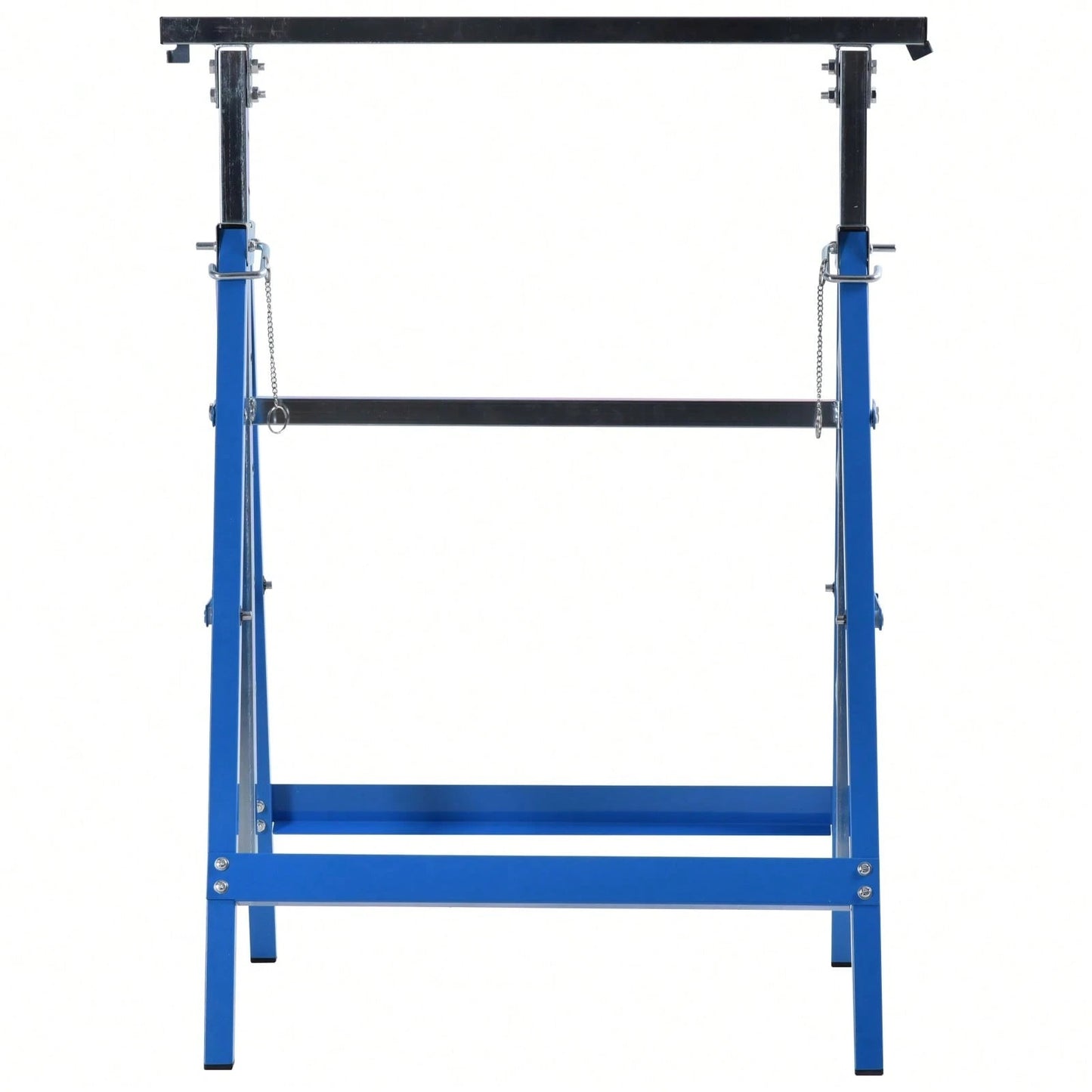 HOMCOM Set 2 Cavalletti da Lavoro Pieghevoli Telescopici Altezza Regolabile in Tubi d'Acciaio Nero