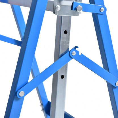 HOMCOM Set 2 Cavalletti da Lavoro Pieghevoli Telescopici Altezza Regolabile in Tubi d'Acciaio Nero