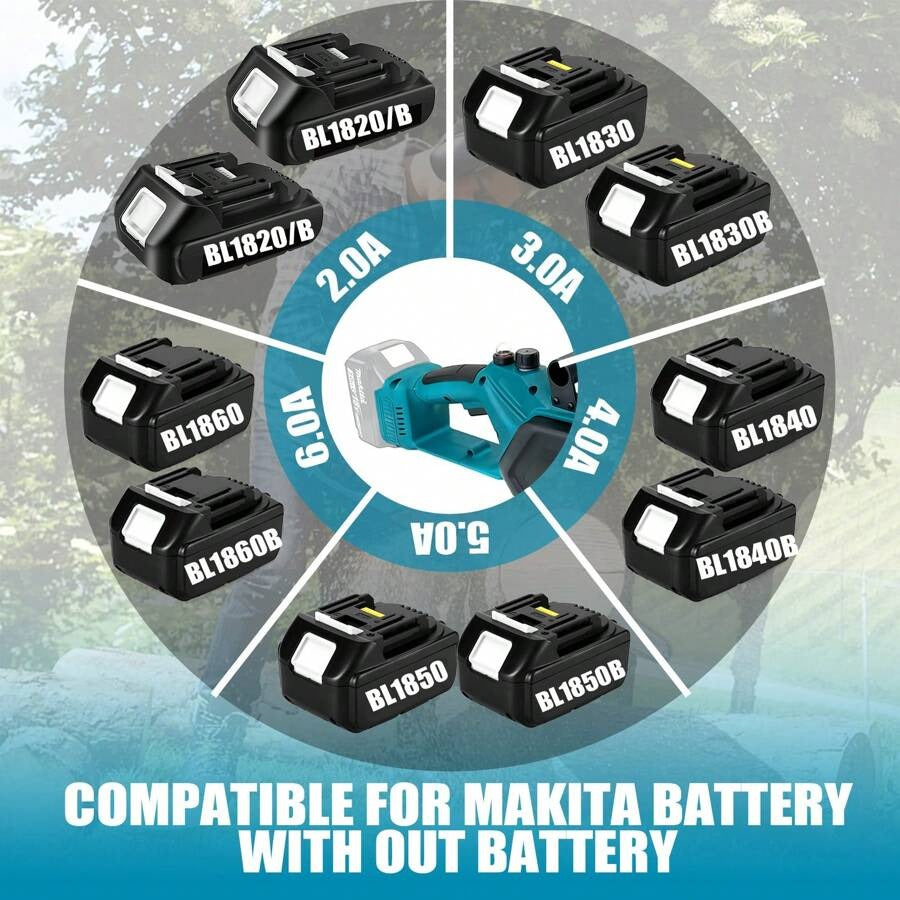 IKUNQUAN Motosega a batteria senza spazzole da 12 pollici, ricambio per batteria Makita da 18 V, motosega elettrica senza spazzole con 2 batterie da 5,0 Ah